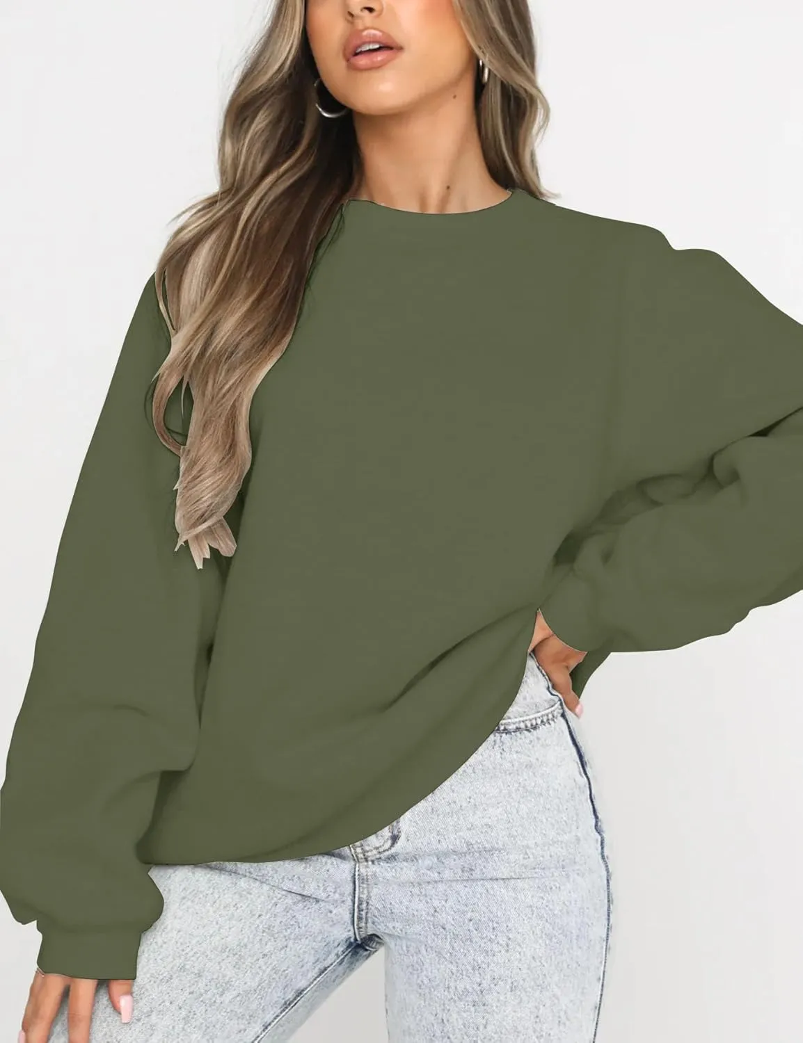 Orchidays Women's Casual Crewneck Sweatshirt Long Sleeve Loose Fitting Pullovers Fall Tops