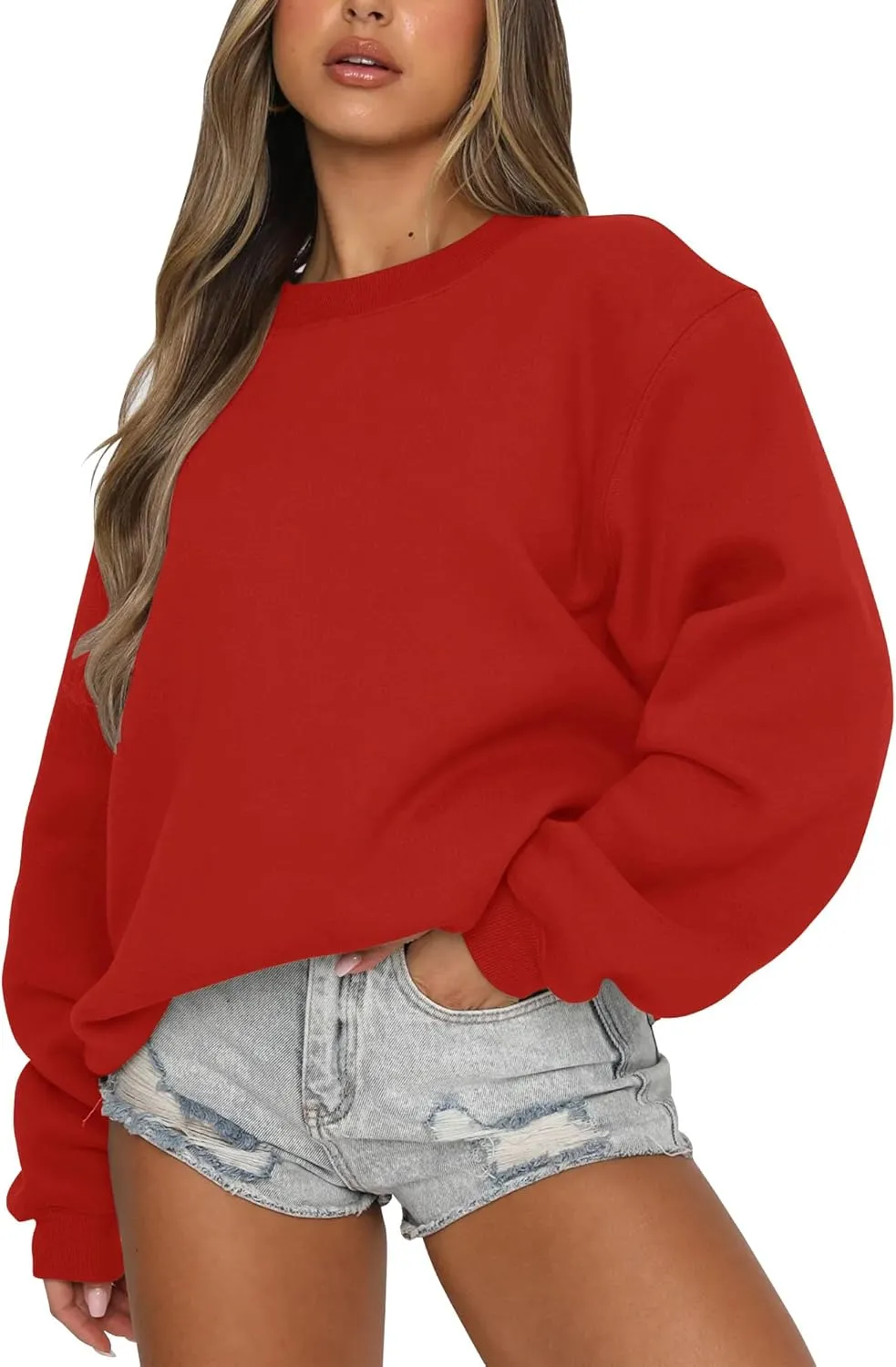 Orchidays Women's Casual Crewneck Sweatshirt Long Sleeve Loose Fitting Pullovers Fall Tops