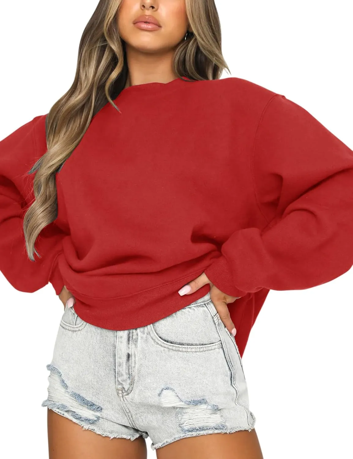 Orchidays Women's Casual Crewneck Sweatshirt Long Sleeve Loose Fitting Pullovers Fall Tops