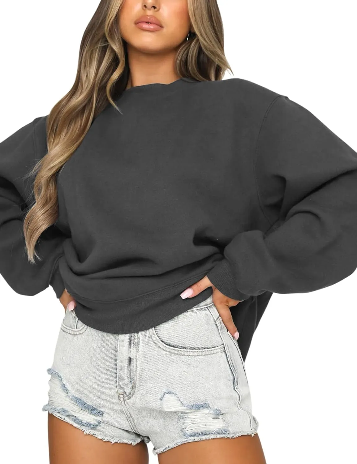 Orchidays Women's Casual Crewneck Sweatshirt Long Sleeve Loose Fitting Pullovers Fall Tops