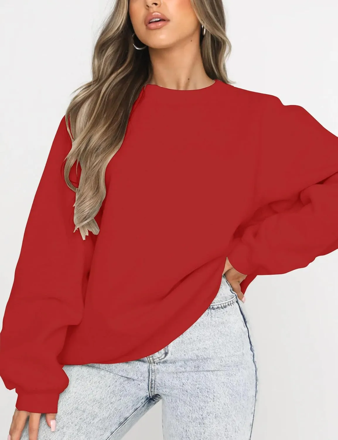 Orchidays Women's Casual Crewneck Sweatshirt Long Sleeve Loose Fitting Pullovers Fall Tops