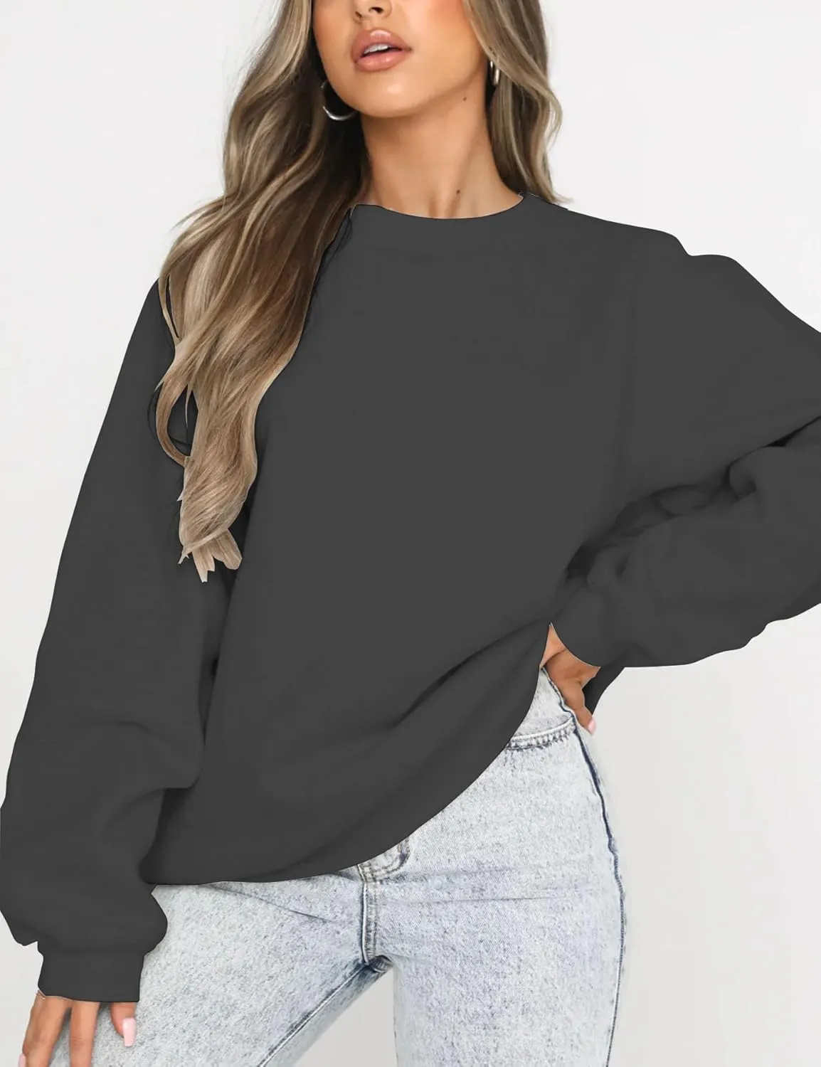 Orchidays Women's Casual Crewneck Sweatshirt Long Sleeve Loose Fitting Pullovers Fall Tops