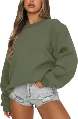Orchidays Women's Casual Crewneck Sweatshirt Long Sleeve Loose Fitting Pullovers Fall Tops