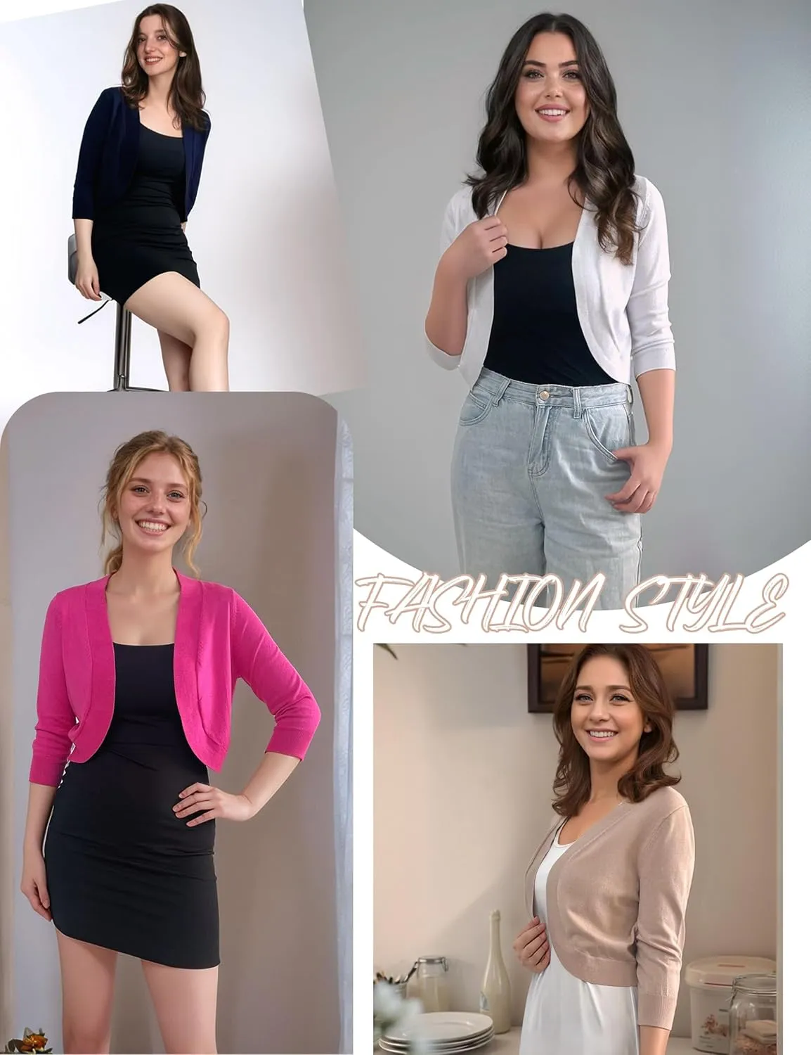 Othyroce Women's Cropped Cardigan Sweaters Long Sleeve Open Front Bolero Shrug Sweaters Jacket for Dresses