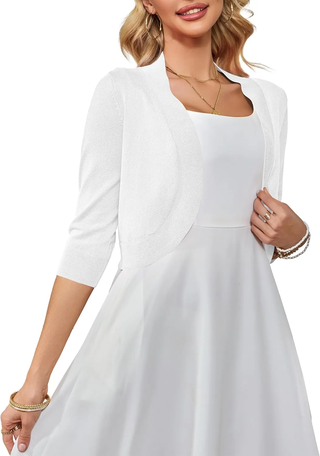 Othyroce Women's Cropped Cardigan Sweaters Long Sleeve Open Front Bolero Shrug Sweaters Jacket for Dresses