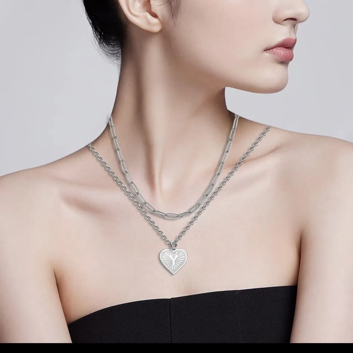 Over Layering Necklaces for Women Heart Silver Letter Y Initial Necklaces for Women Gold Layered Necklaces for Women Jewelry Gifts
