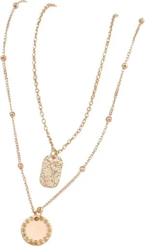 OYOANGLE Women's Heart Charm Layered Necklaces Thin Chain Choker Pendant Necklaces