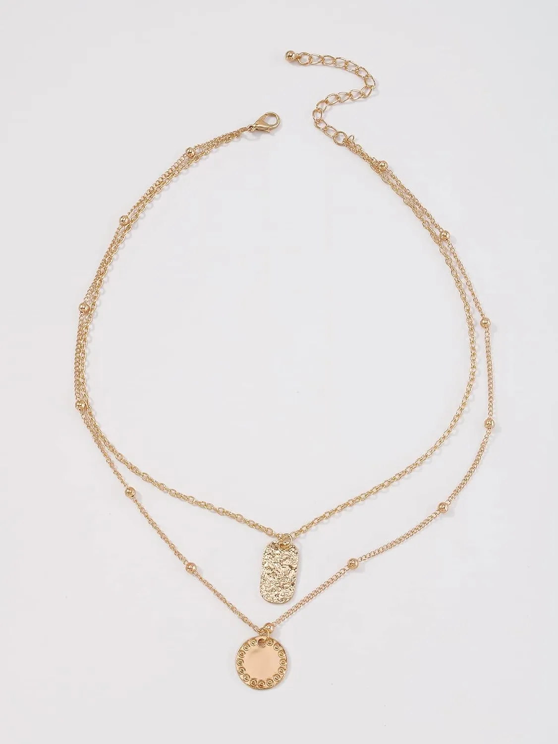 OYOANGLE Women's Heart Charm Layered Necklaces Thin Chain Choker Pendant Necklaces