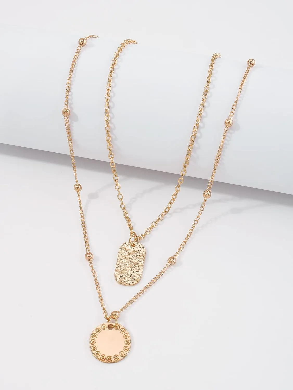 OYOANGLE Women's Heart Charm Layered Necklaces Thin Chain Choker Pendant Necklaces