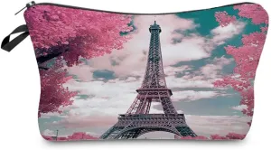 Paris Eiffel Tower Makeup Bag Cute Small Makeup Organizer Bag Travel Toiletry Zipper Pouch Birthday Christmas Gift Vintage Paris Eiffel Tower Cosmetic Bag for Women Friends Sisters