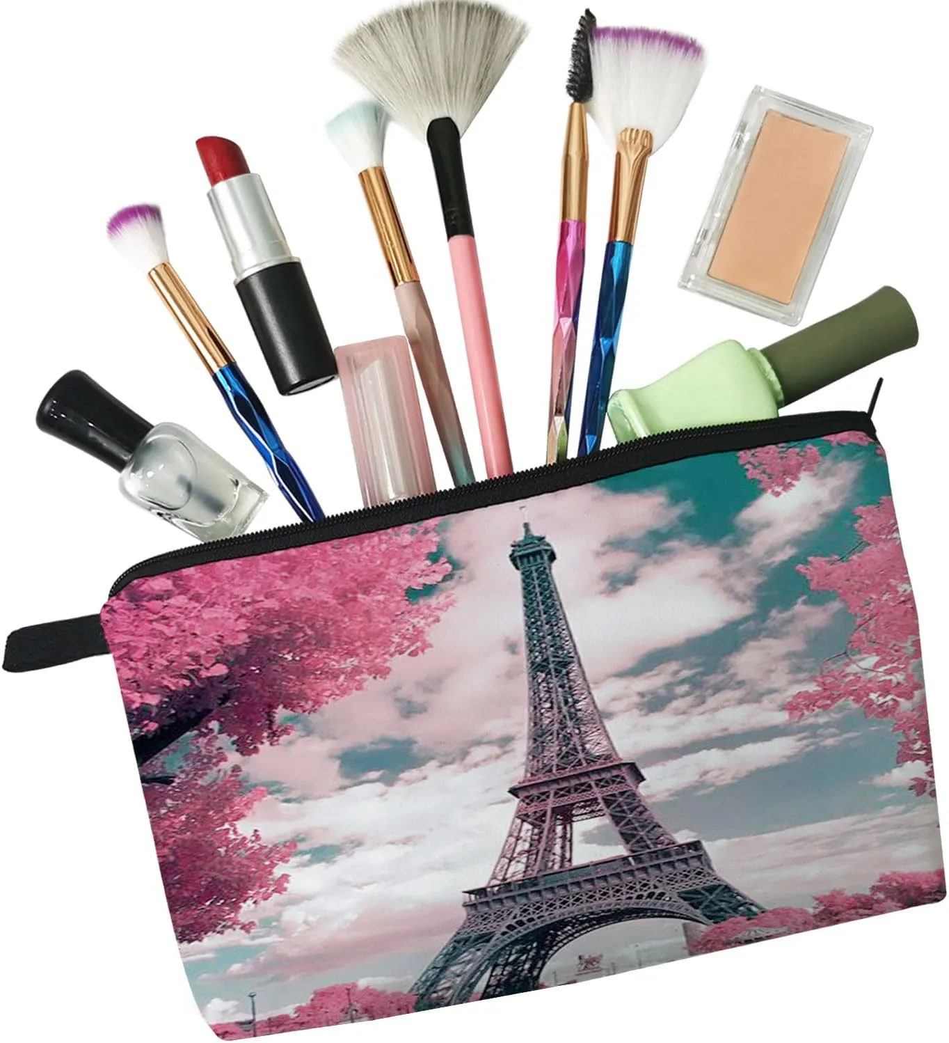 Paris Eiffel Tower Makeup Bag Cute Small Makeup Organizer Bag Travel Toiletry Zipper Pouch Birthday Christmas Gift Vintage Paris Eiffel Tower Cosmetic Bag for Women Friends Sisters