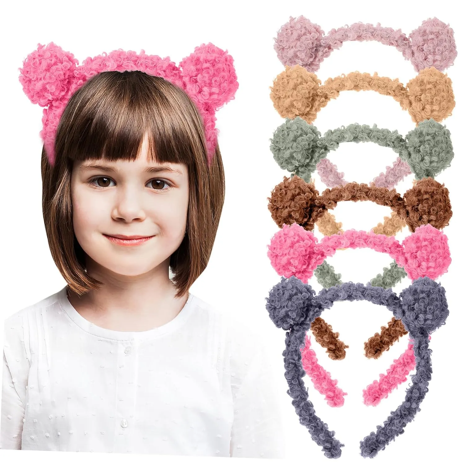 PartyKindom Ears Headbands 6 Pieces Hair Hoops Clip Fashion Headwear for Women Daily Party Use