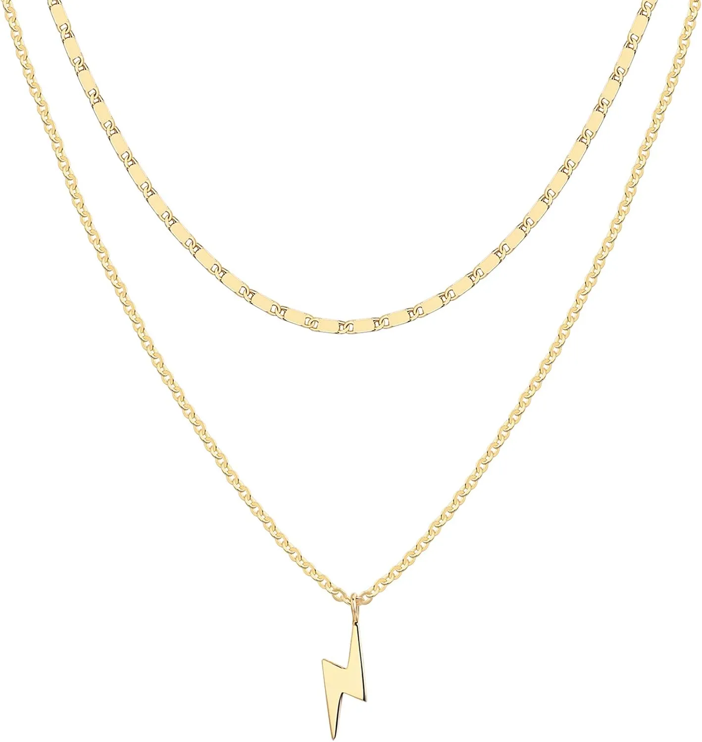 PAVOI 14K Gold Plated Layering Necklaces | Stylish Minimalist Design Pendant Necklaces | Butterfly, Heart, Lock, Evil Eye, Coin, Lightning Bolt, Circle, Cross Pendants for Women
