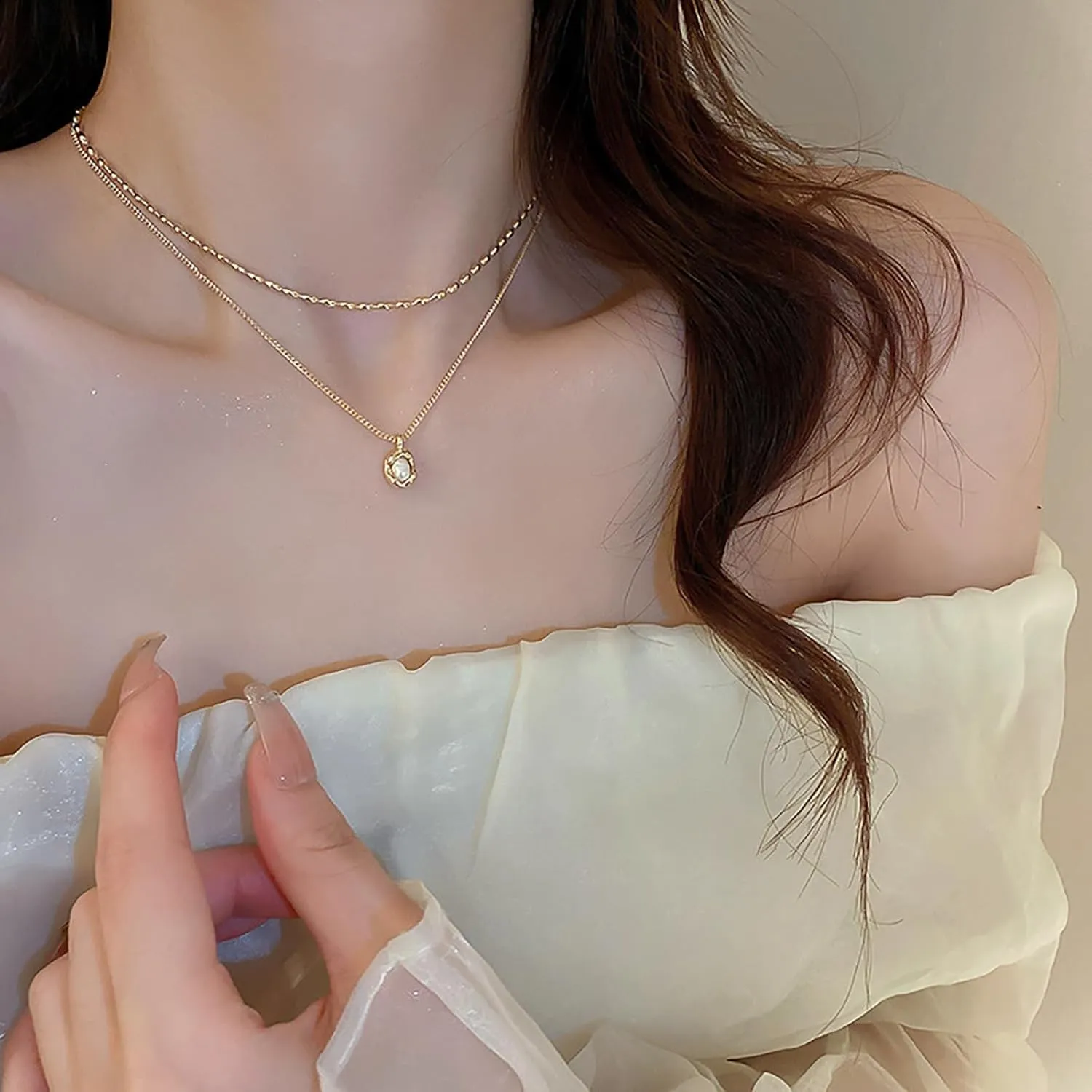 Pearl Drop Choker Necklaces Simple Silver/Gold Jewelry Necklaces for Women