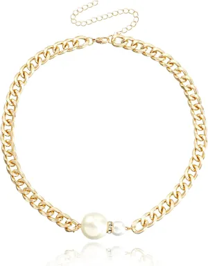 Pearl Necklaces for Women Gold Plated Pearl Necklaces Dainty Pearl Pendant Choker Necklaces Trendy Personality Pearl Statement Jewelry for Women