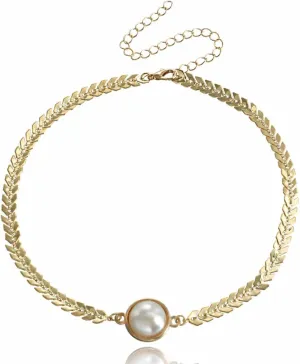Pearl Necklaces for Women Gold Plated Pearl Necklaces Dainty Pearl Pendant Choker Necklaces Trendy Personality Pearl Statement Jewelry for Women
