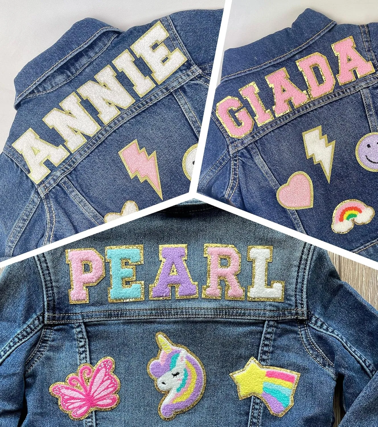 Personalized Kids Denim Patch Jacket with Names Custom Denim Jackets Gifts for Girls Boys Toddles
