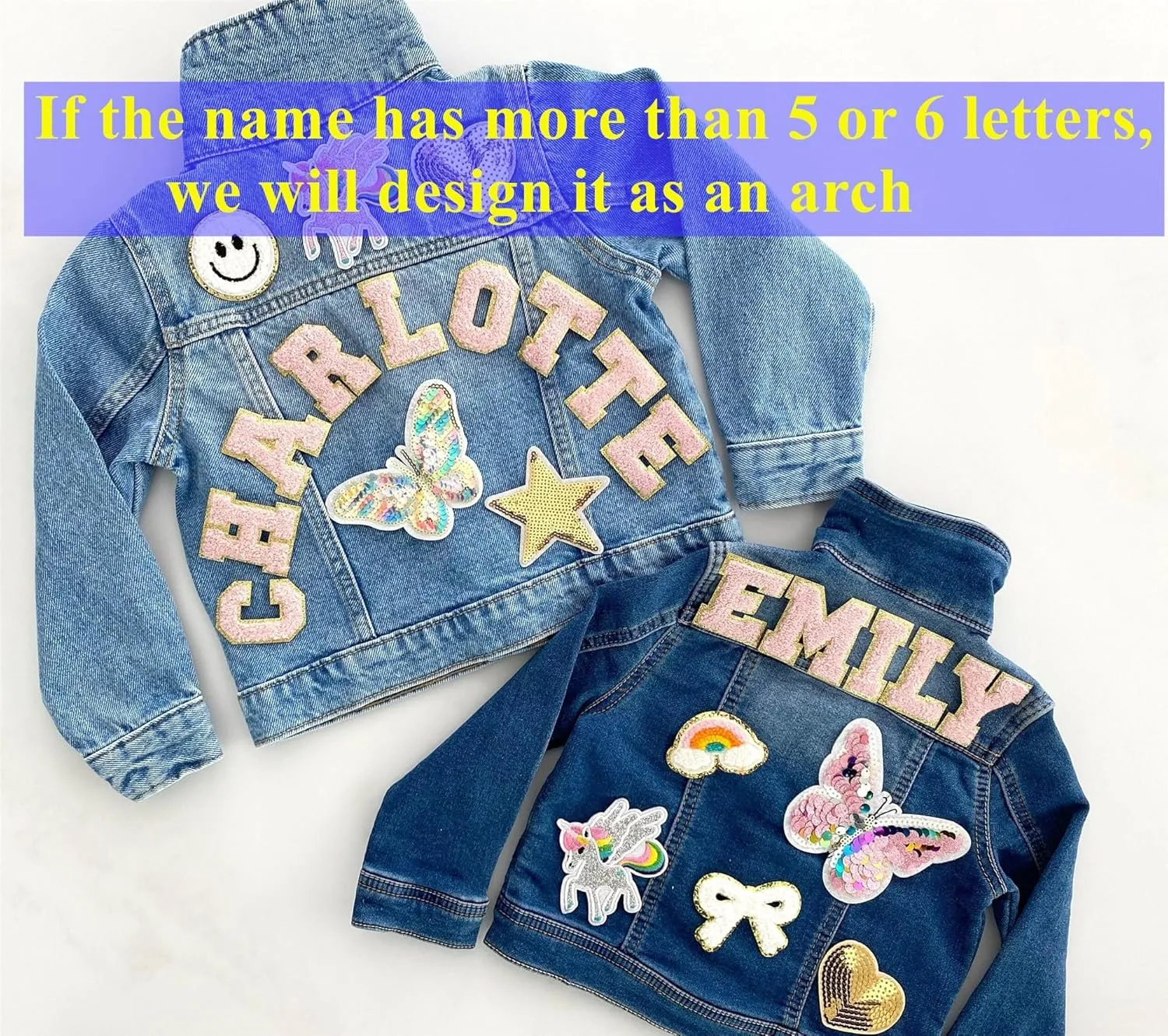 Personalized Kids Denim Patch Jacket with Names Custom Denim Jackets Gifts for Girls Boys Toddles