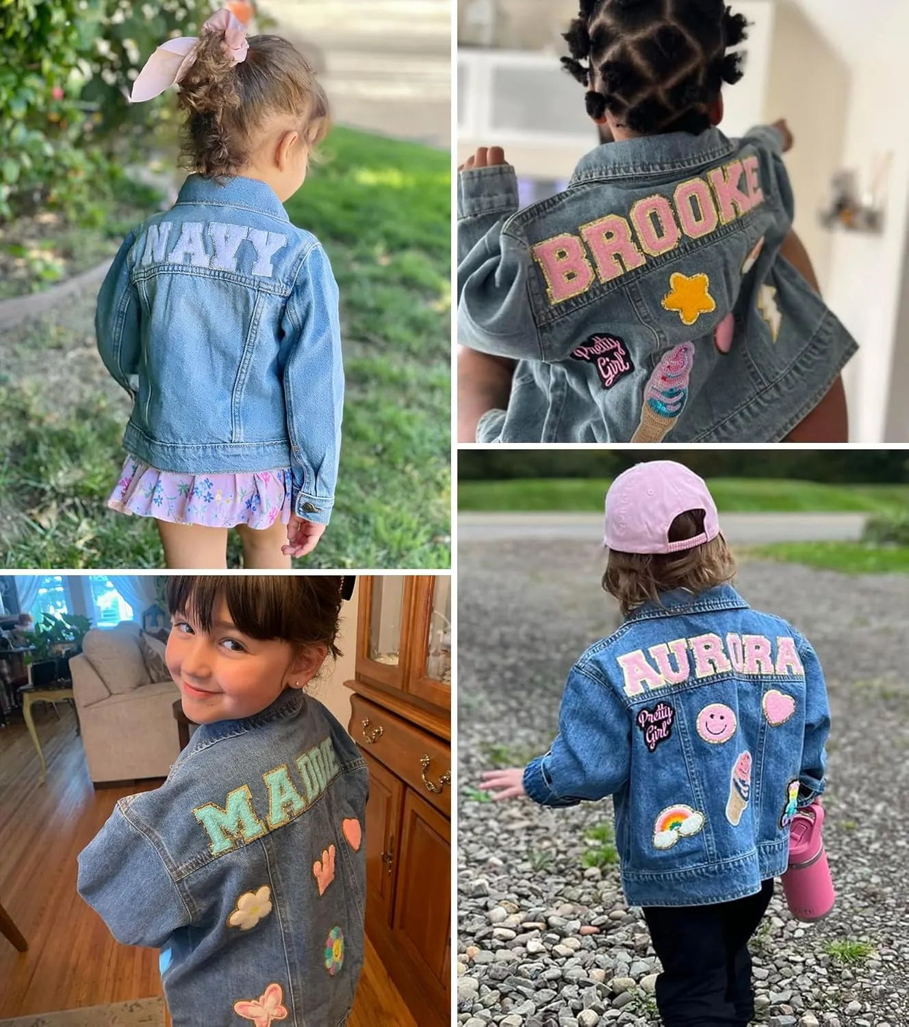 Personalized Kids Denim Patch Jacket with Names Custom Denim Jackets Gifts for Girls Boys Toddles