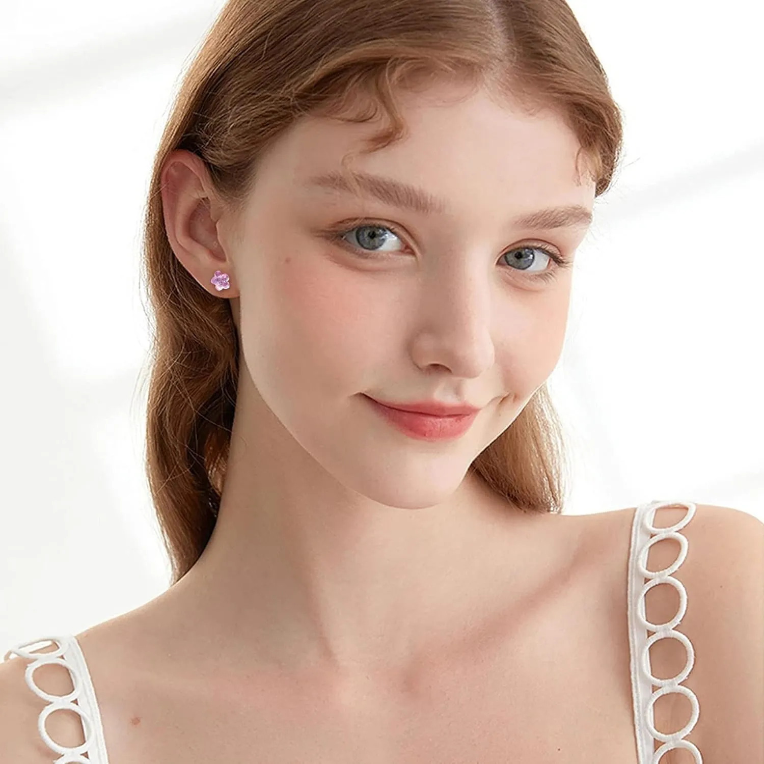 Plastic Earrings for Sensitive Ears - Girls & Women's Flower Stud Post Earrings