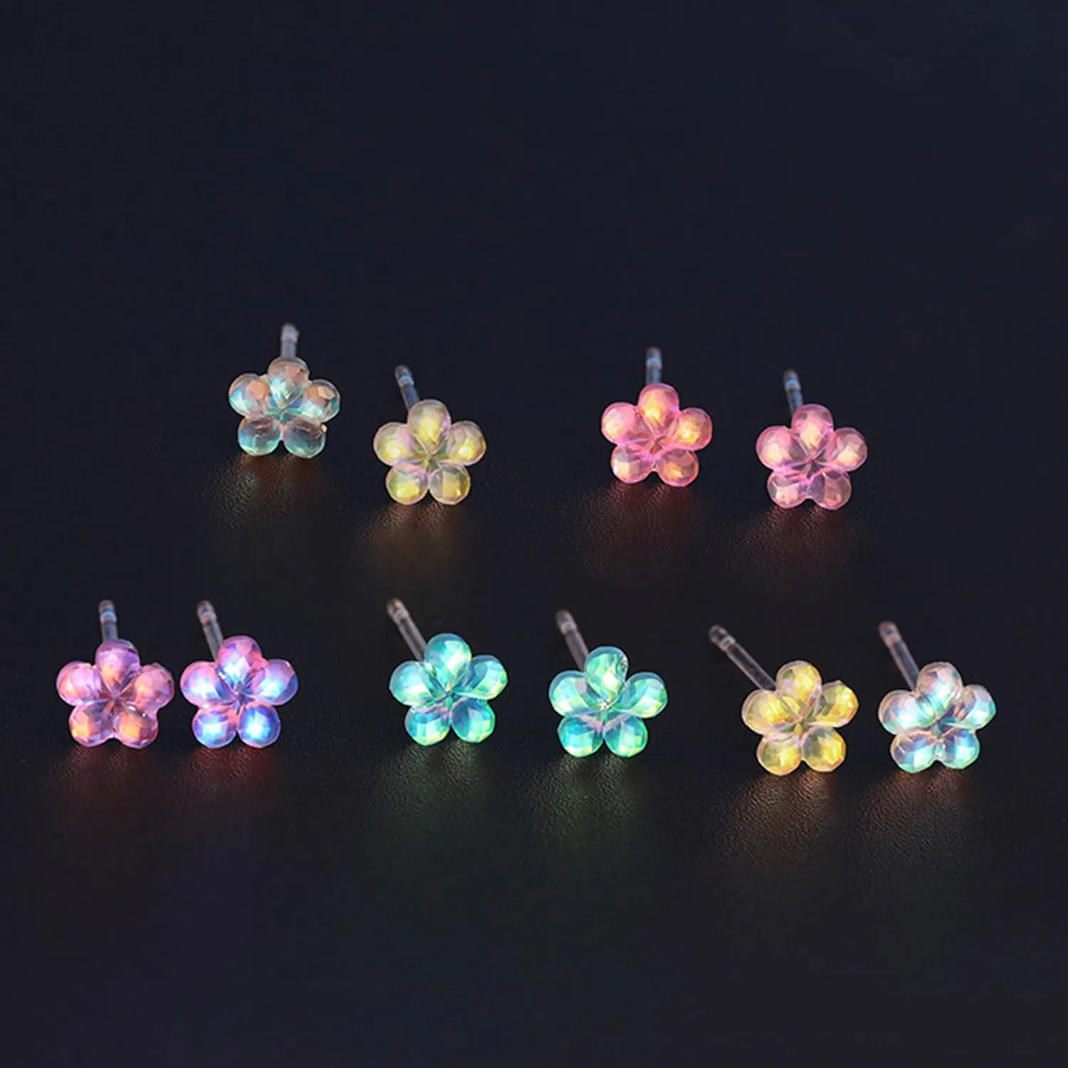 Plastic Earrings for Sensitive Ears - Girls & Women's Flower Stud Post Earrings