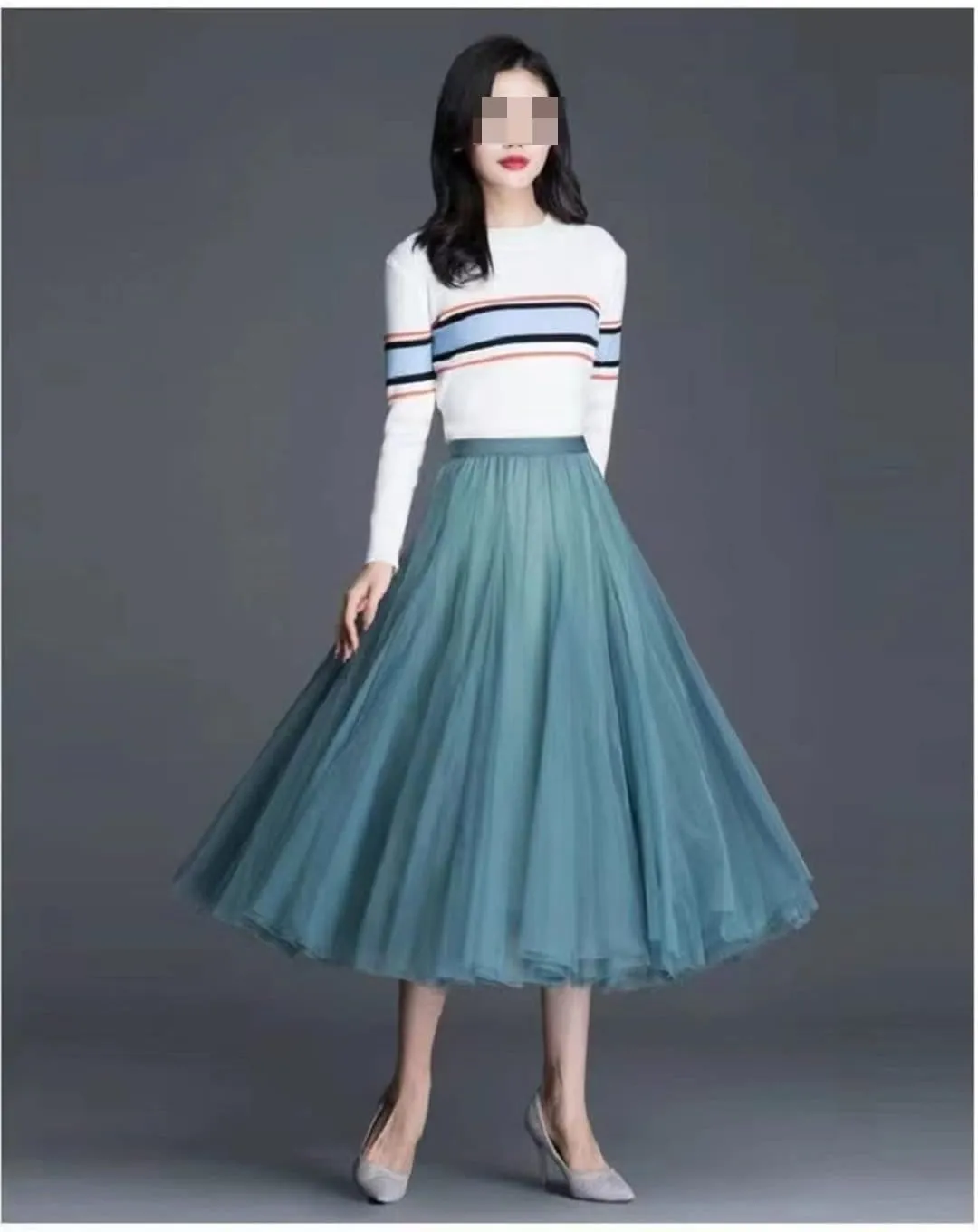 Pleated Skirt Sexy Midi Tulle Skirt High Waist Full Lining Adult Tutu