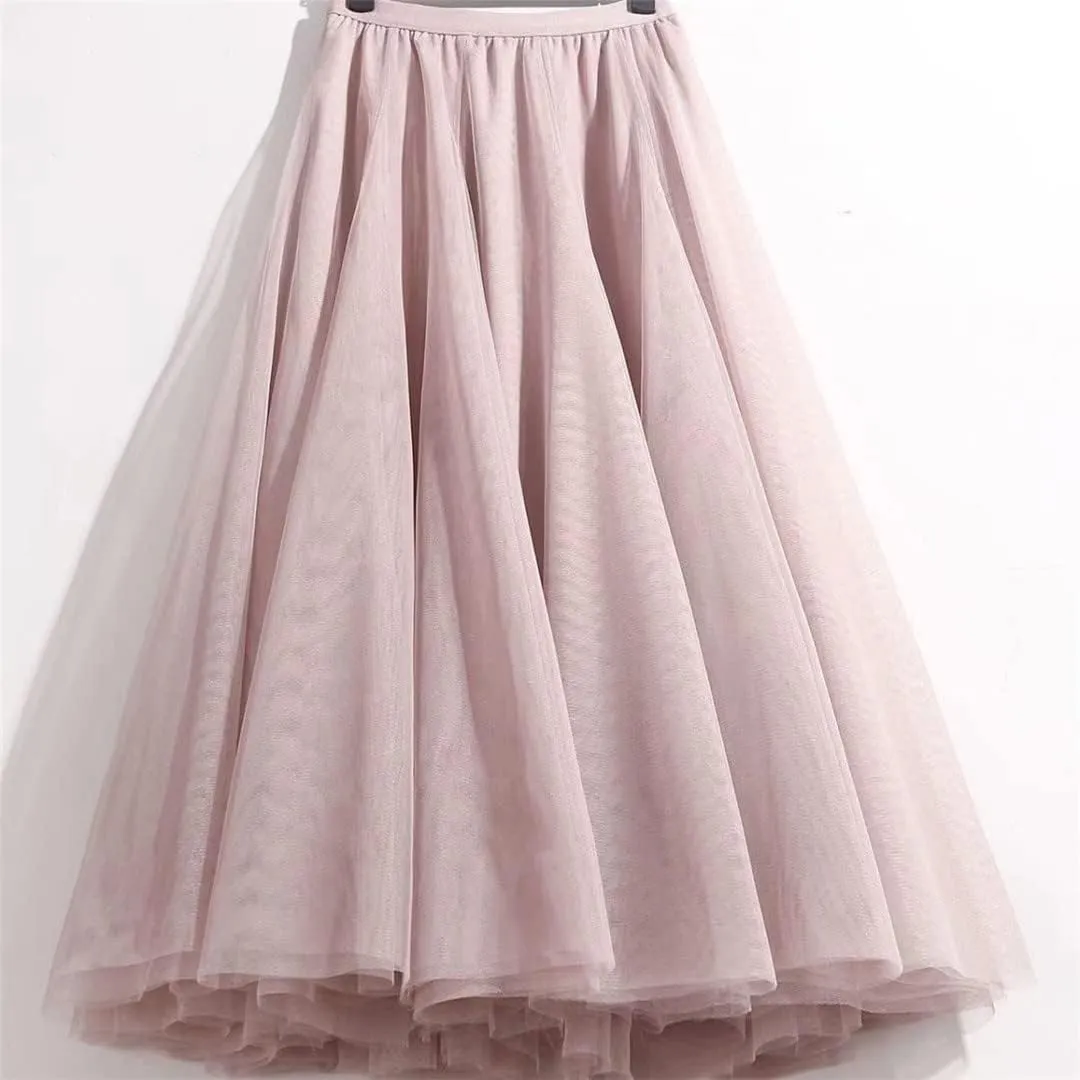 Pleated Skirt Sexy Midi Tulle Skirt High Waist Full Lining Adult Tutu