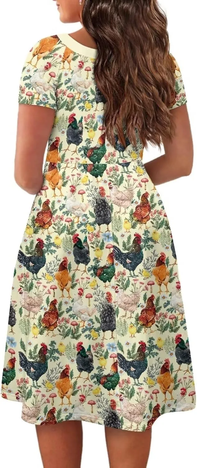 Plus Size Dress for Women Short Sleeve Midi Dress Casual Going Out Dresses XS-4XL