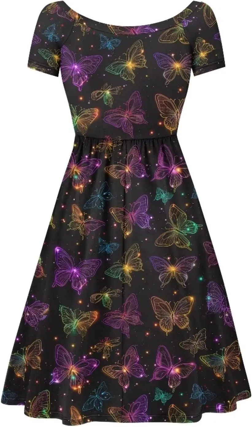 Plus Size Dress for Women Short Sleeve Midi Dress Casual Going Out Dresses XS-4XL