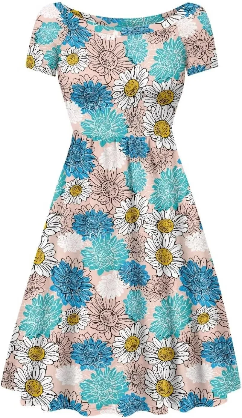 Plus Size Dress for Women Short Sleeve Midi Dress Casual Going Out Dresses XS-4XL