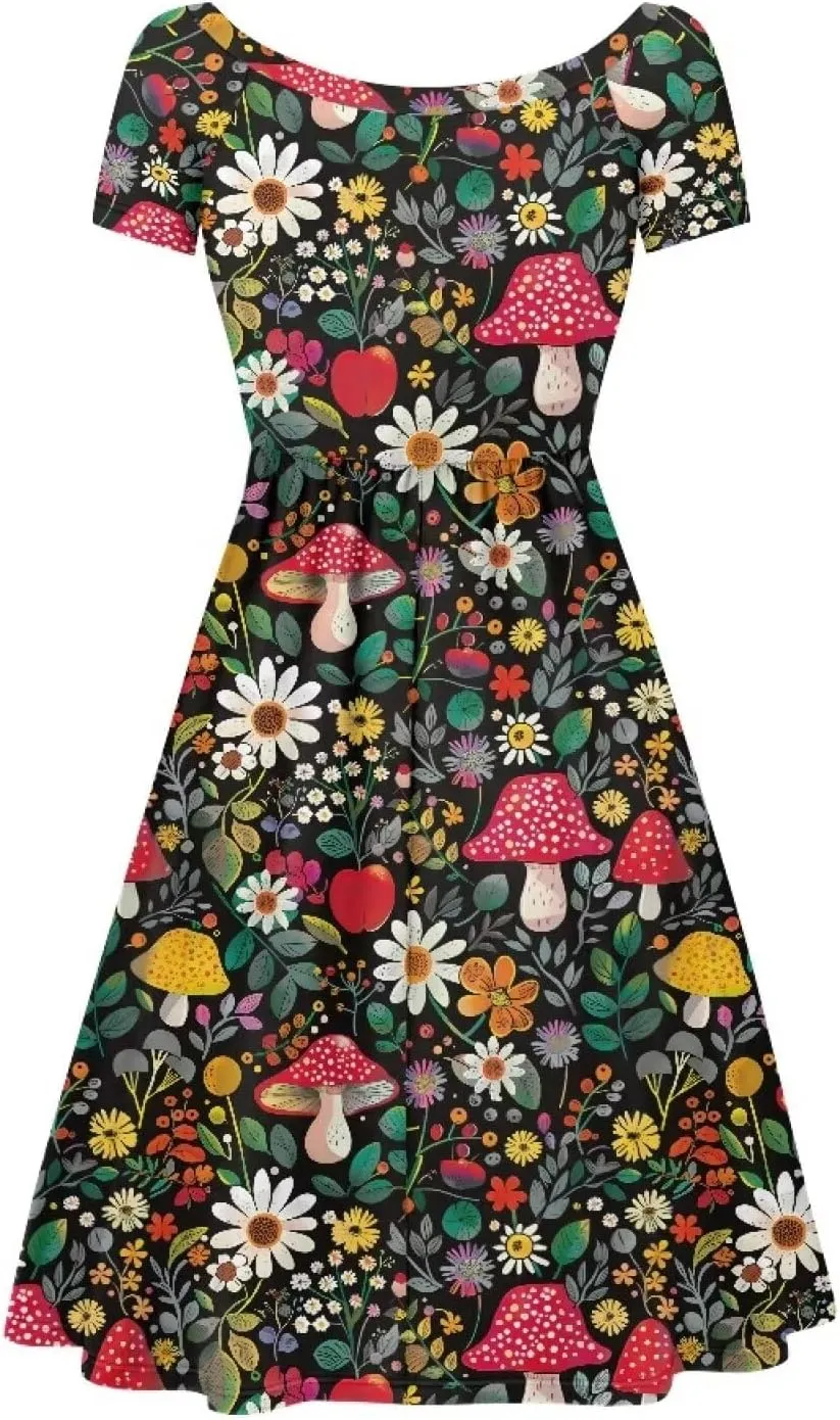 Plus Size Dress for Women Short Sleeve Midi Dress Casual Going Out Dresses XS-4XL