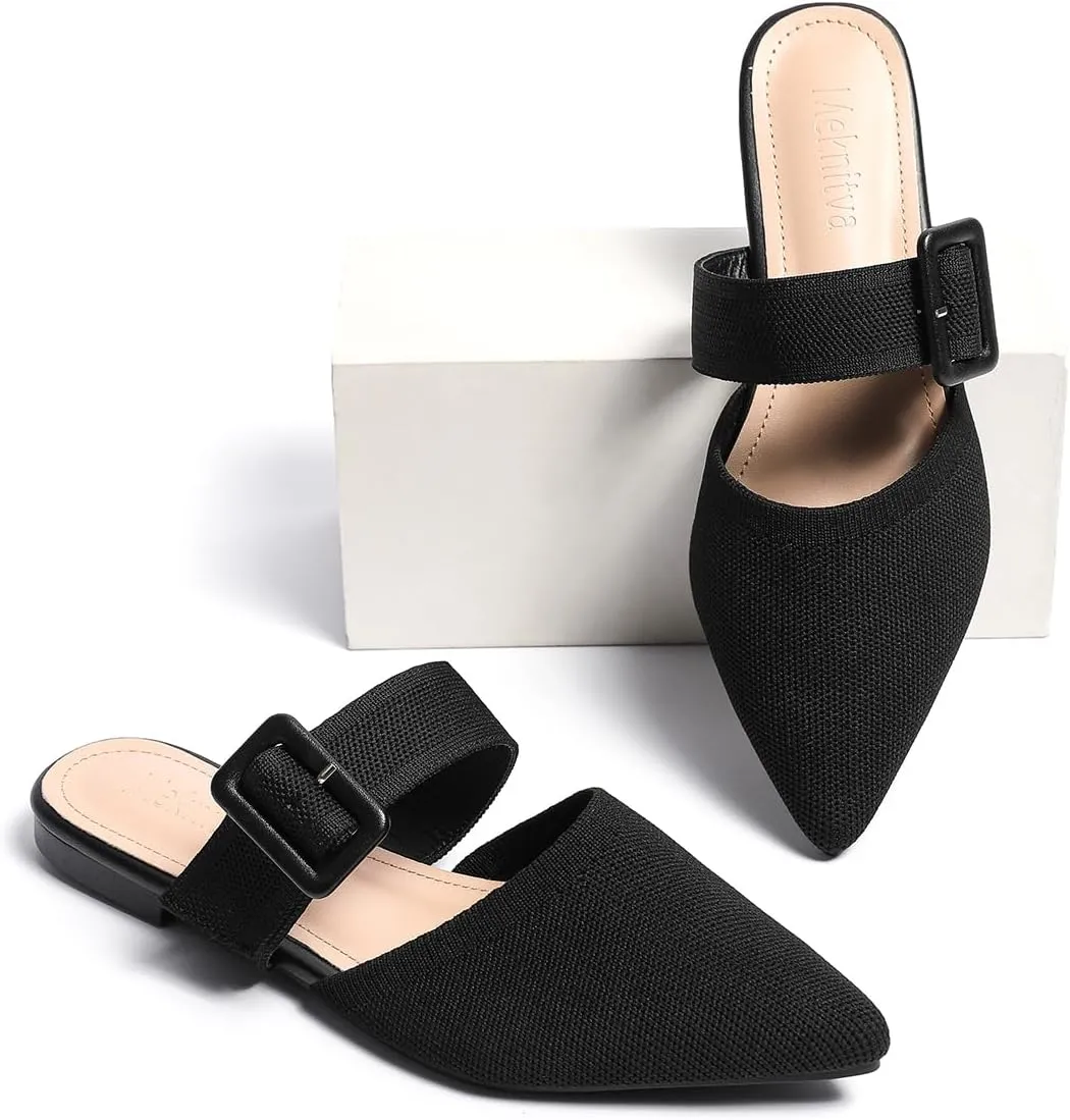 Pointed Toe Mules for Women Flats??Slip On Mules Backless??Wide Width Mules??Mule Slides Flats Sandals