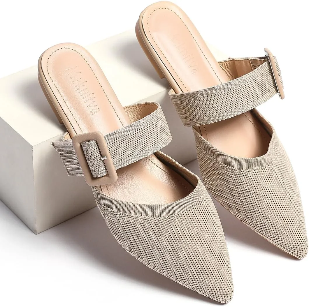 Pointed Toe Mules for Women Flats??Slip On Mules Backless??Wide Width Mules??Mule Slides Flats Sandals