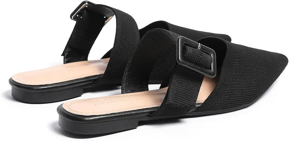 Pointed Toe Mules for Women Flats??Slip On Mules Backless??Wide Width Mules??Mule Slides Flats Sandals