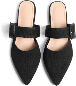 Pointed Toe Mules for Women Flats??Slip On Mules Backless??Wide Width Mules??Mule Slides Flats Sandals