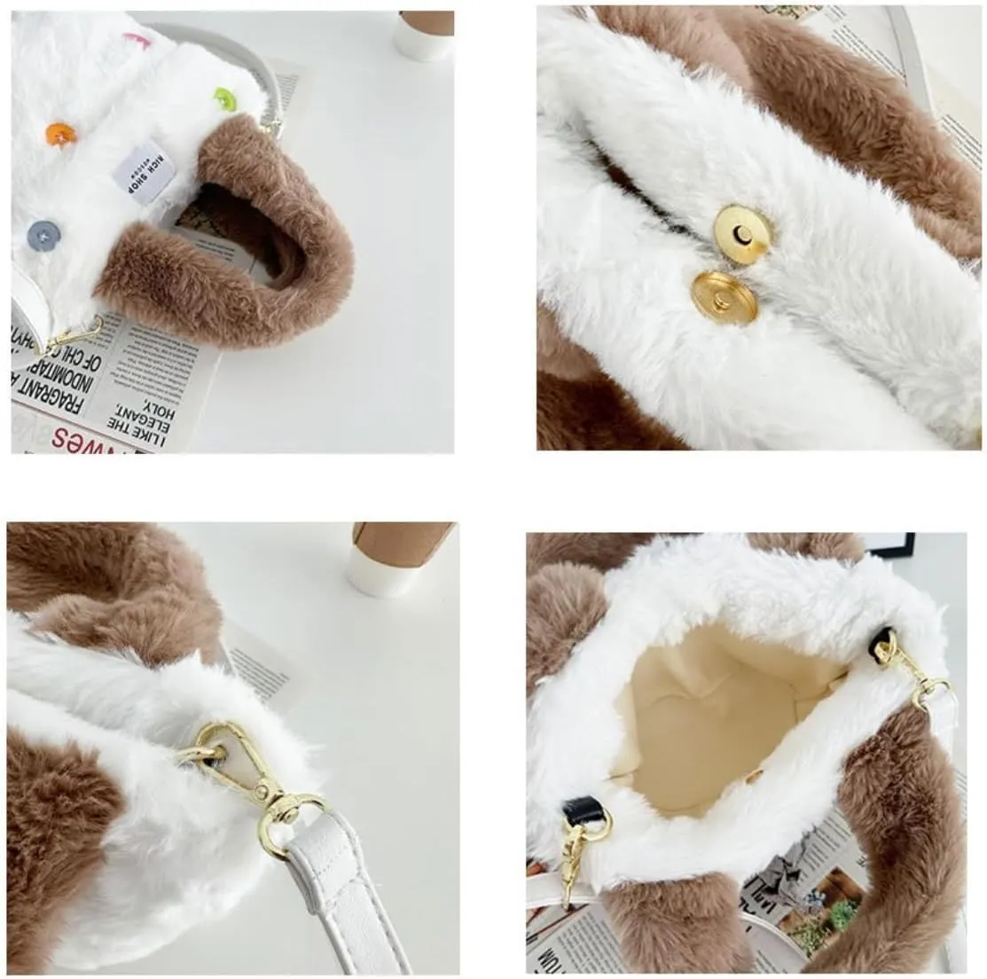 Purse Faux Fur Bags Y2k Aesthetic Accessories Y2k Bag Small Tote Bag Aesthetic Fuzzy Purses