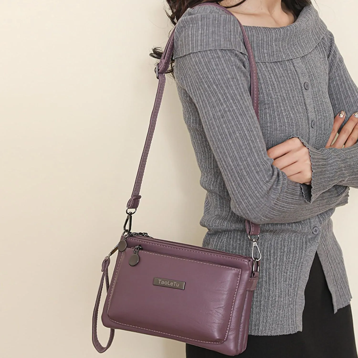 Purses for Women Crossbody Anti Theft Women's Crescent Shoulder Bags with Adjustable Strap Gifts for Mom(Purple)