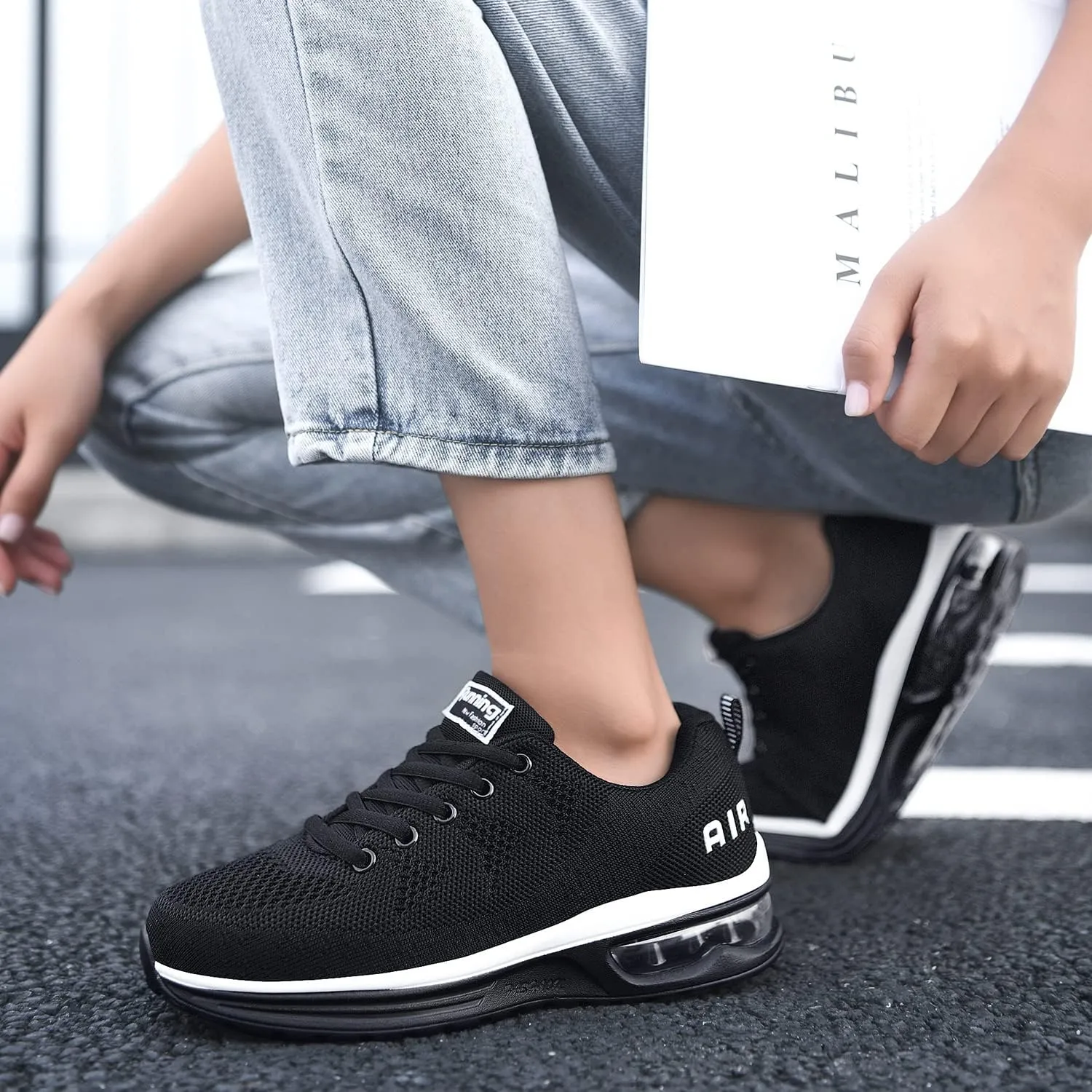 QAUPPE Womens Fashion Lightweight Air Sports Walking Sneakers Breathable Gym Jogging Running Tennis Shoes US 5.5-11 B(M)