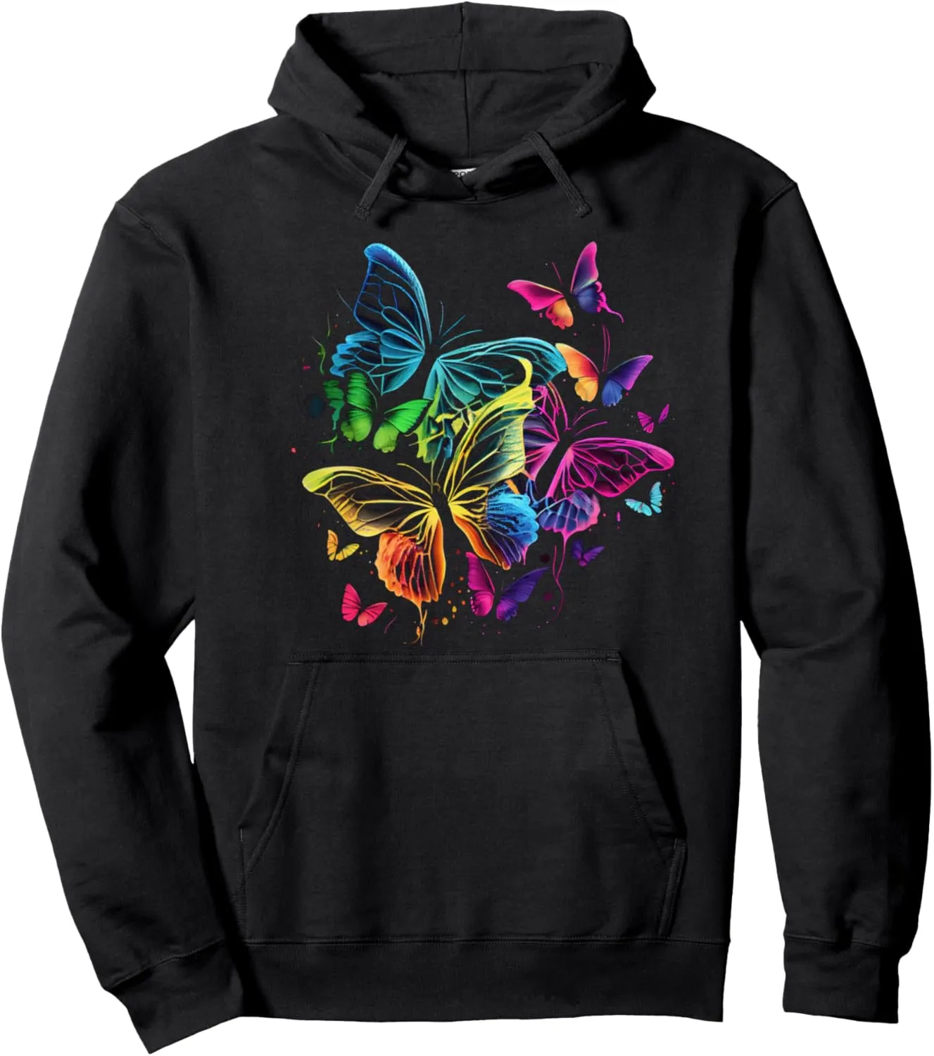 Rainbow Butterflies Graphic for Men Women Boys Girls Pullover Hoodie