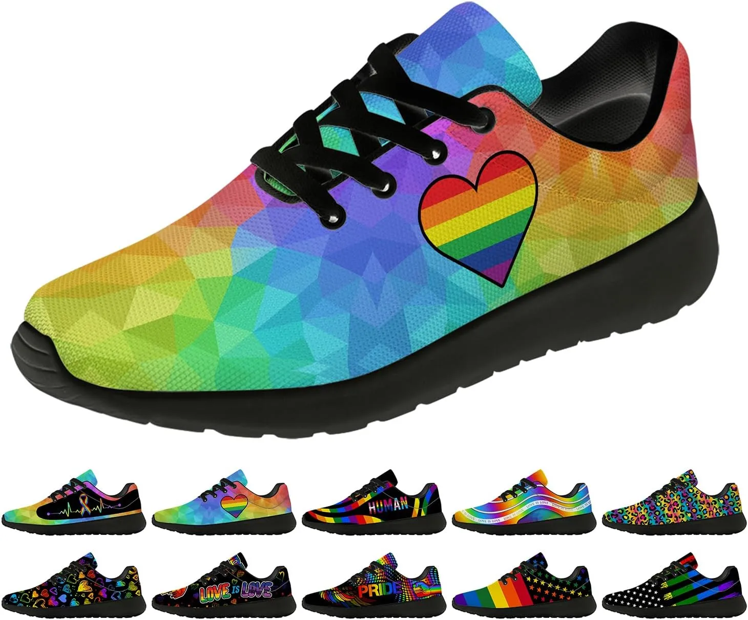 Rainbow Shoes for Women Men Running Shoes Lightweight Tennis Walking Sneakers Gifts for Him Her