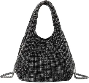 Rhinestone Purse Sparkly Bucket Bag Diamond Purses for Women Evening Prom Rhinestone Handbag Hobo Bag Wedding Black