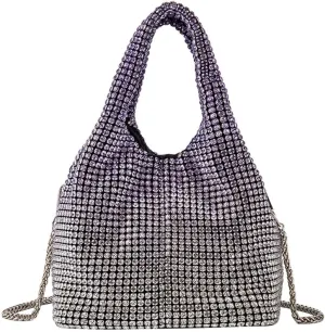Rhinestone Purse Sparkly Bucket Bag Diamond Purses for Women Evening Prom Rhinestone Handbag Hobo Bag Wedding Gradient Purple