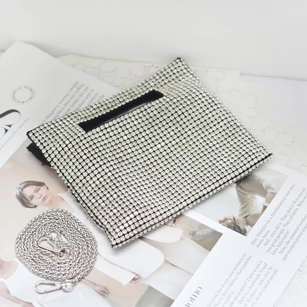 Rhinestones Purses and Handbags Glitter Envelope Evening Clutch Crossbody Bags Wedding Party Shoulder Bag for Women