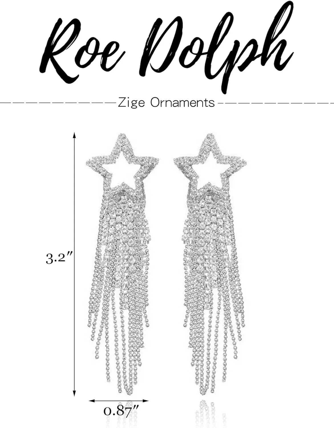 Rhinestones Star Earrings for Women Tassel Crystal Dangle Earrings Stud Cowboy Cowgirl Earrings Sparkly Prom Concert Summer Jewelry for Women Birthday Gifts for Her