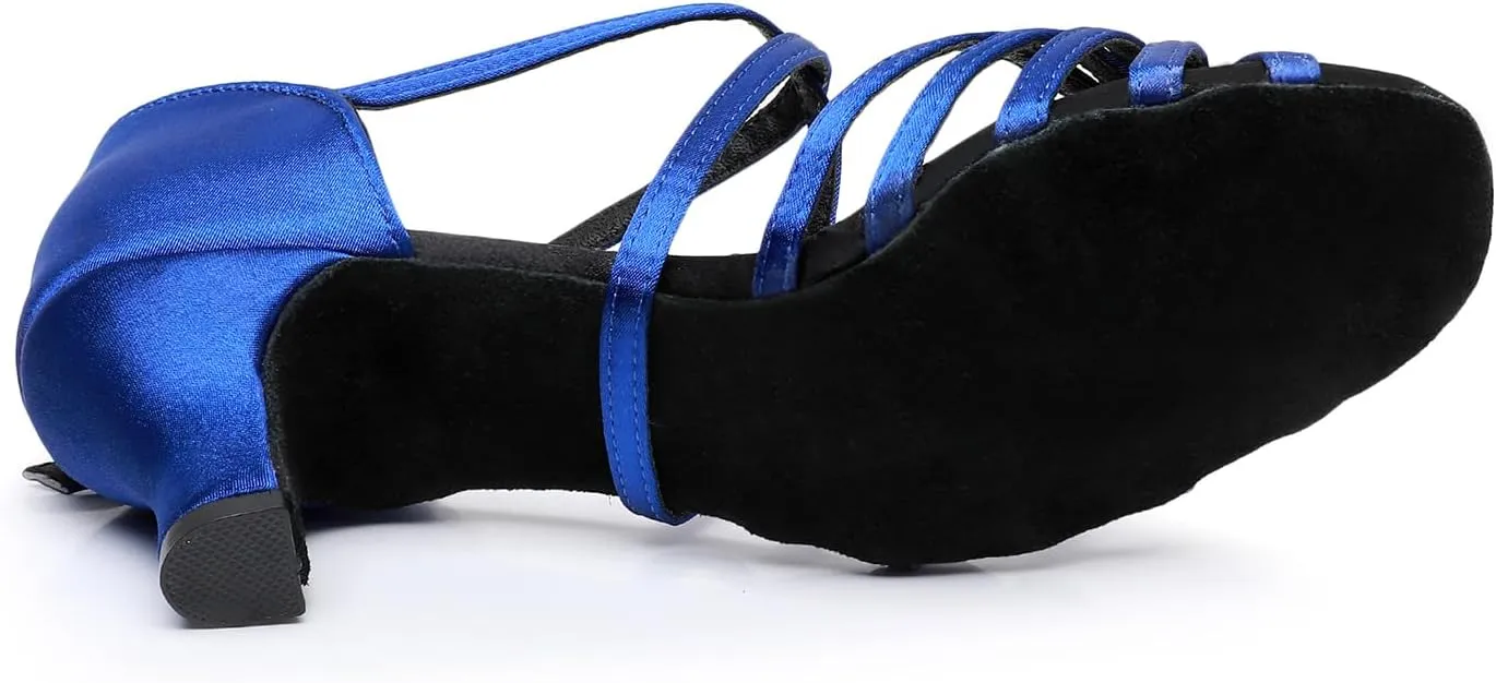 Rosefinch Women Ballroom Dance Shoes Latin Salsa Bachata Performance Dance Dancing Shoes 2" Black 3.5US
