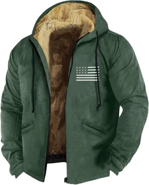 RTRDE Mens Work Jacket Fleece Sherpa Lined Hoodie Jackets Long Sleeve Printed Zip Up Winter Coats Work Jacket, M-7XL