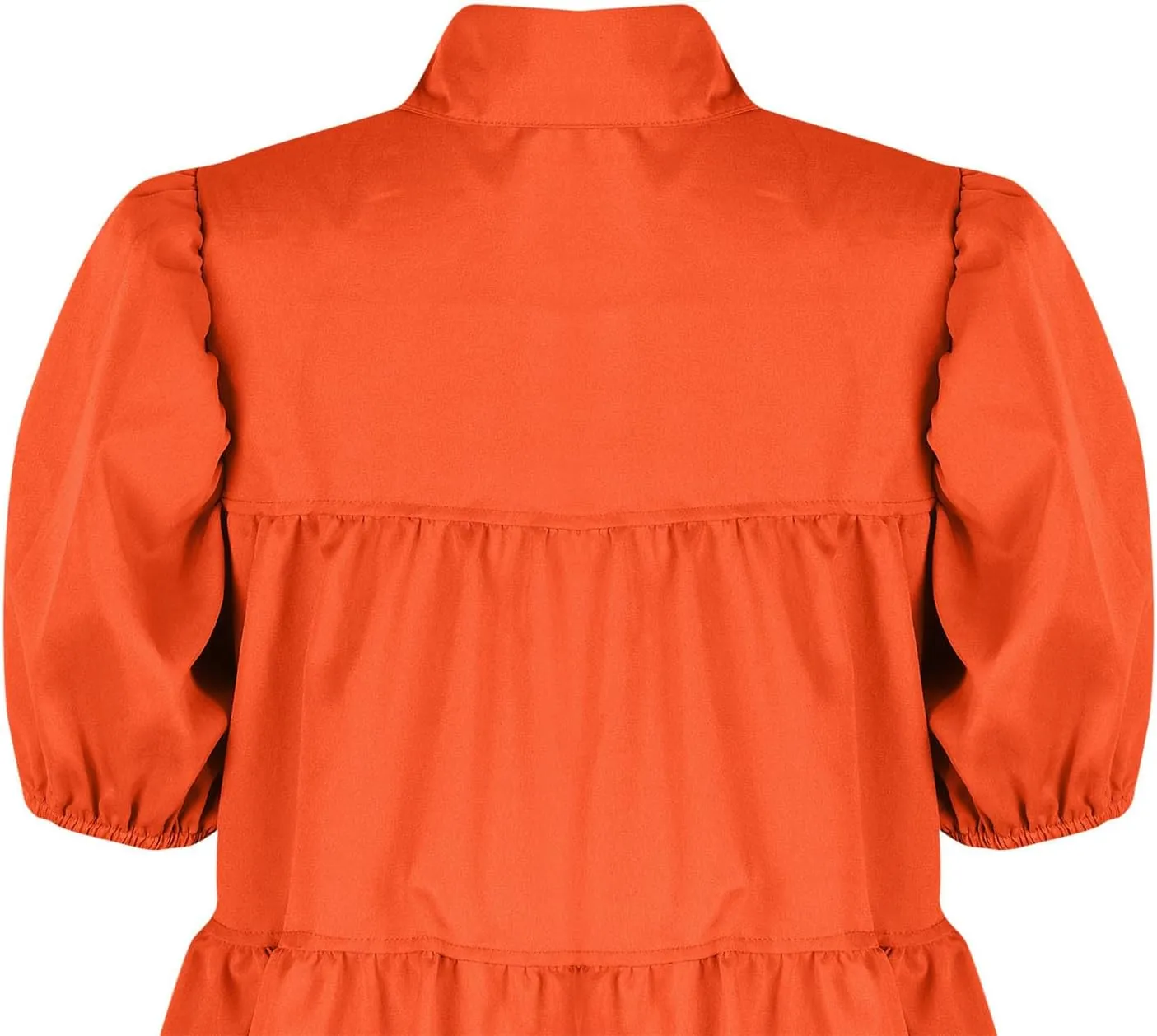 Ruffle Mini Dress for Women Plus Size Puff Sleeve Pleated Loose Dress Button Down Lapel Collar Summer Flowy Dress
