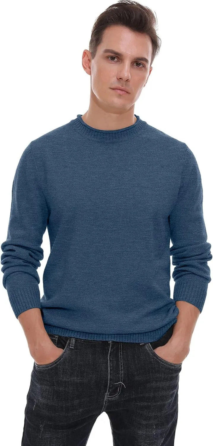 Sailwind Men's Crewneck Sweater Soft Casual Sweaters for Men Classic Pullover Sweaters with Ribbing Edge