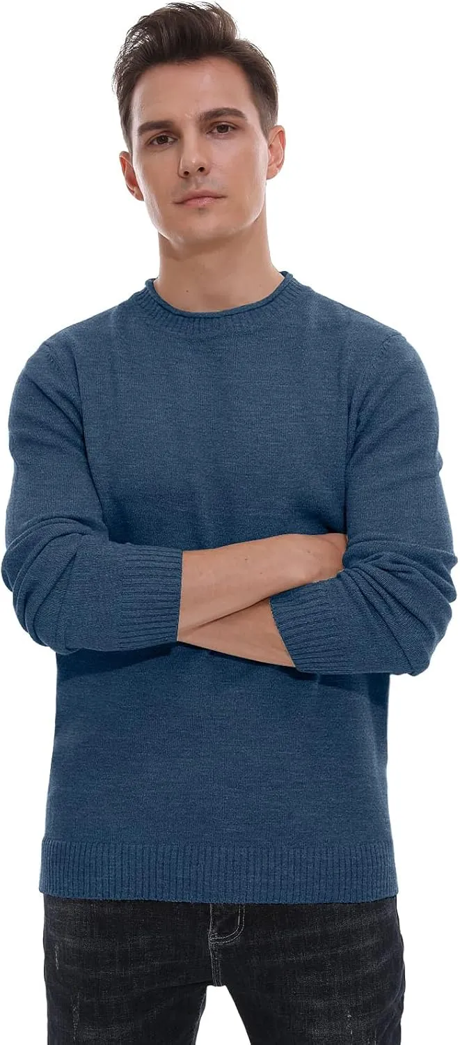 Sailwind Men's Crewneck Sweater Soft Casual Sweaters for Men Classic Pullover Sweaters with Ribbing Edge