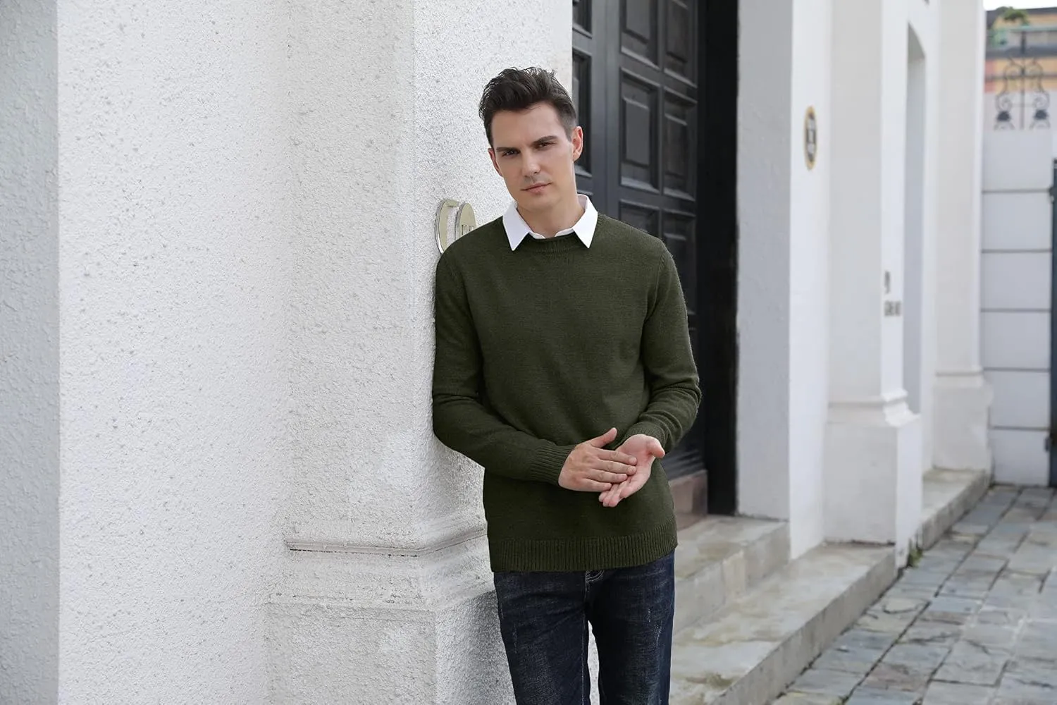 Sailwind Men's Crewneck Sweater Soft Casual Sweaters for Men Classic Pullover Sweaters with Ribbing Edge